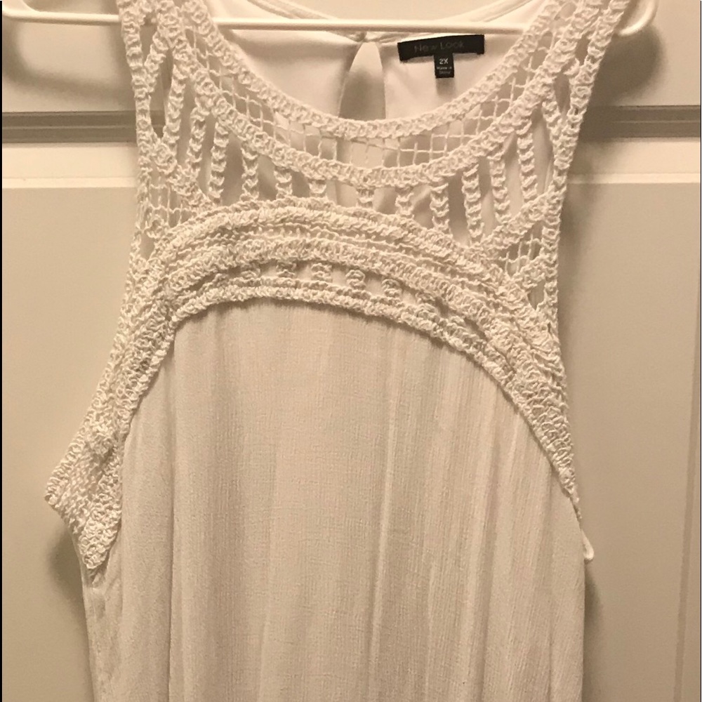 White tank crochet slip dress